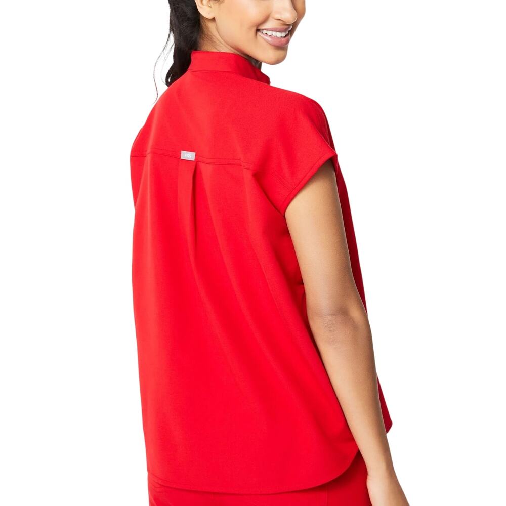 FIGS Rafaela Oversized Scrub Top Women's XS Pop Red Limited Edition Medical Rare - Picture 2 of 11